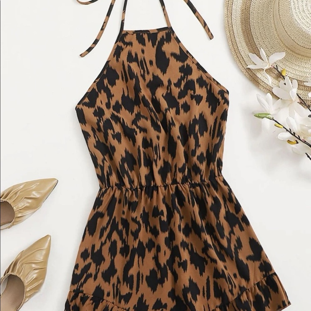 Backless halter romper